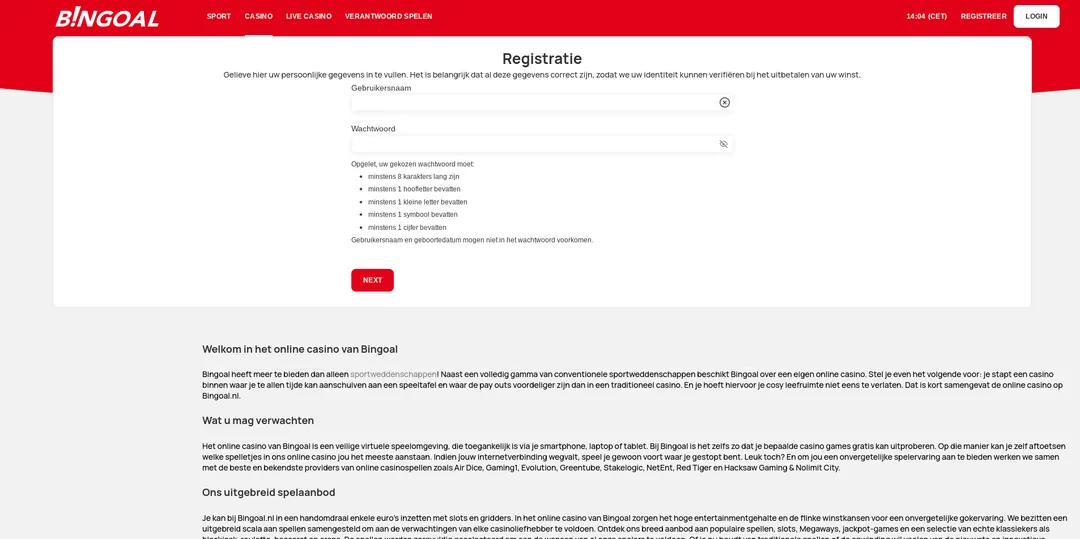 Bingoal registratie